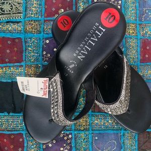 Beautiful black thong style studded sandals.